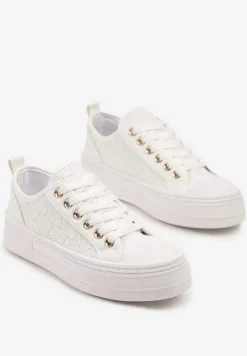 Białe Basicowe Trampki z Niską Cholewką Flormio