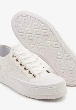 Białe Basicowe Trampki z Niską Cholewką Flormio