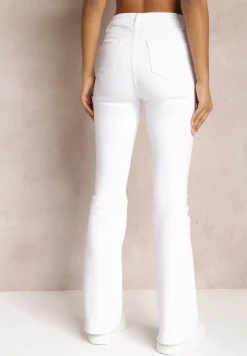 Białe Bawełniane Jeansy o Fasonie Dzwonów Briris