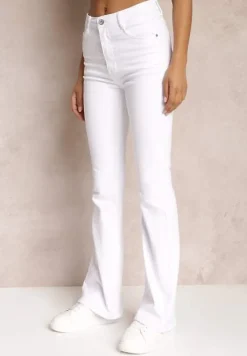 Białe Bawełniane Jeansy o Fasonie Dzwonów Briris