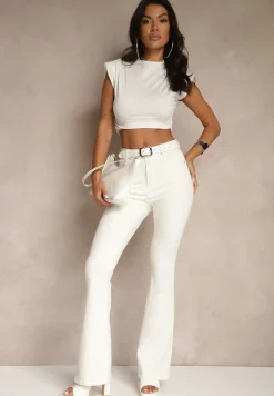 Białe Bawełniane Jeansy Typu Dzwony Tilaira