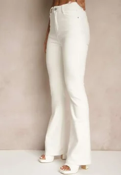Białe Bawełniane Jeansy Typu Dzwony Tilaira