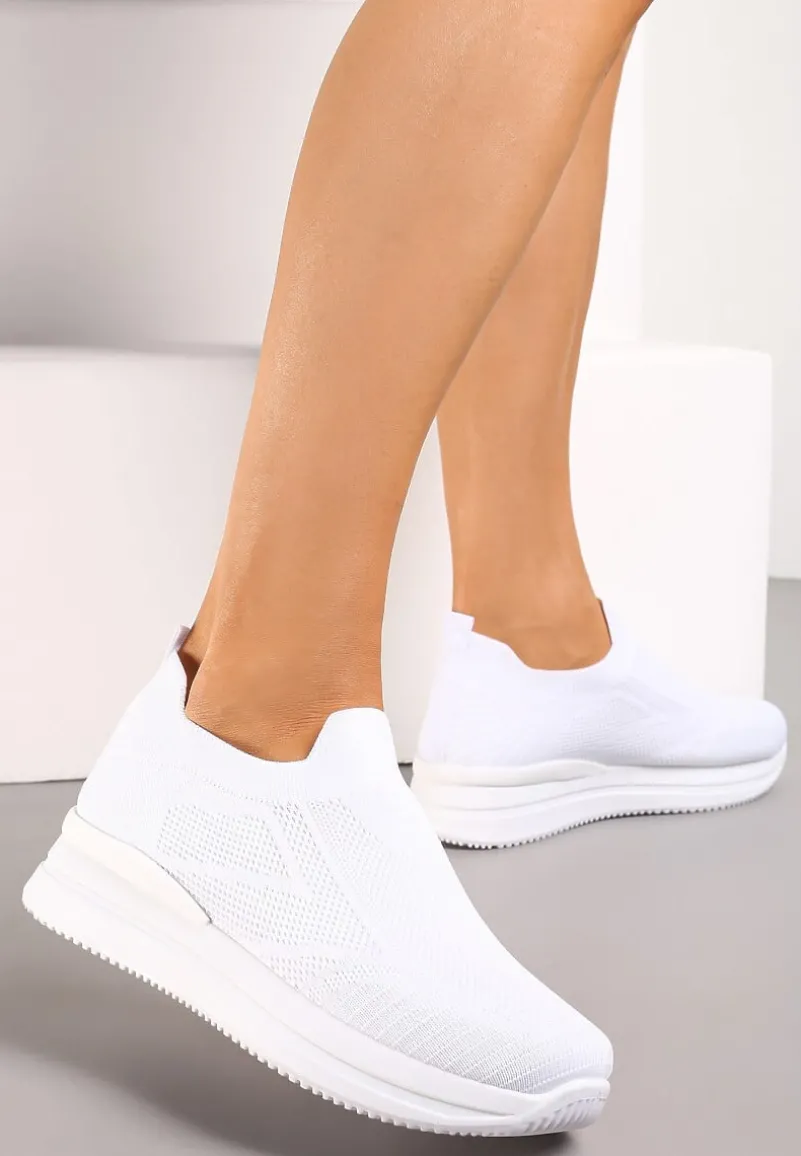 Białe Buty Sportowe na Grubej Podeszwie Reliva
