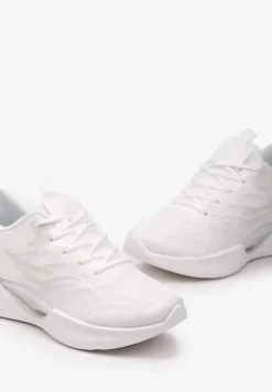 Białe Buty Sportowe na Płaskiej Podeszwie ze Sznurowaniem Assah