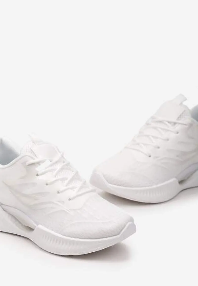 Białe Buty Sportowe na Płaskiej Podeszwie ze Sznurowaniem Assah