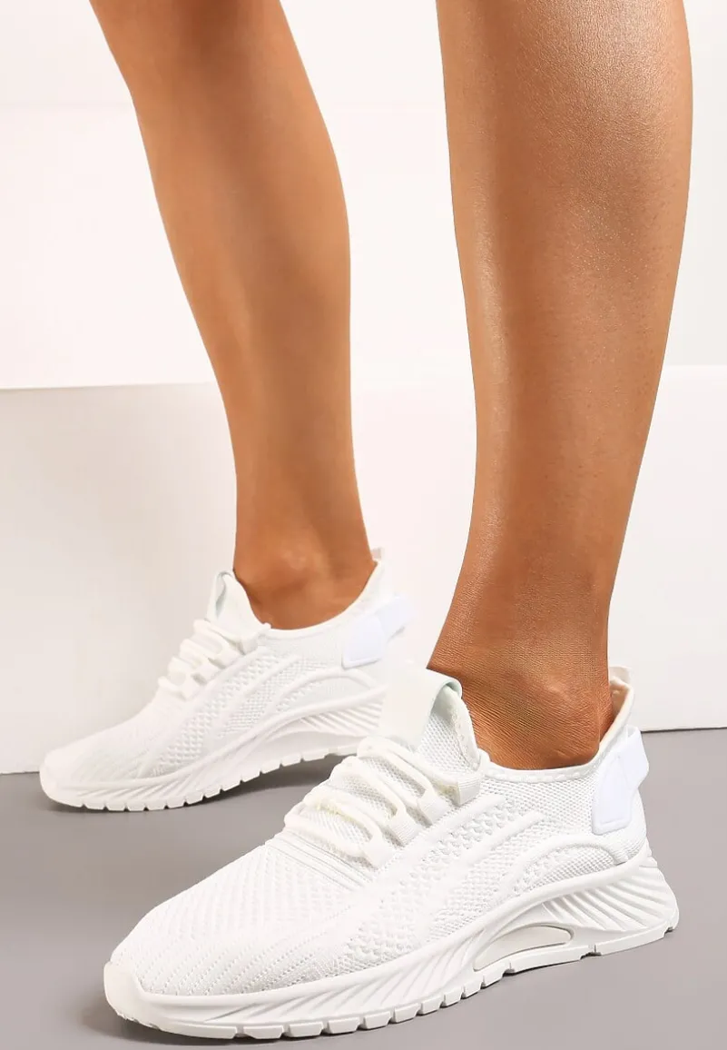 Białe Buty Sportowe na Platformie ze Sznurowaniem Adelmarie
