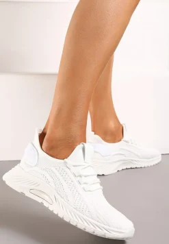 Białe Buty Sportowe na Platformie ze Sznurowaniem Adelmarie