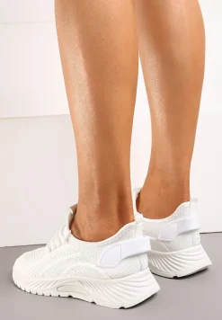 Białe Buty Sportowe na Platformie ze Sznurowaniem Adelmarie