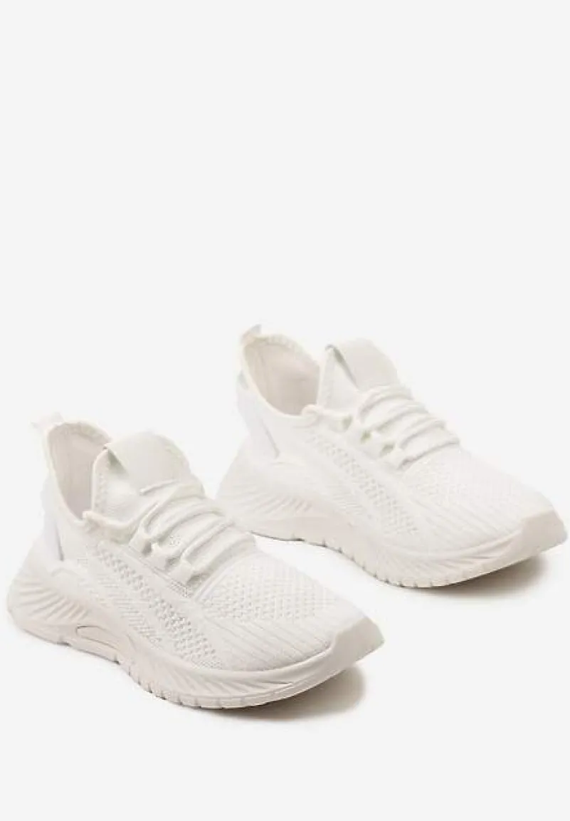 Białe Buty Sportowe na Platformie ze Sznurowaniem Adelmarie