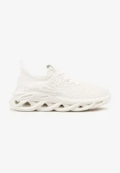 Białe Buty Sportowe Sneakersy na Platformie Ozdobionej Tłoczeniem Teliriella