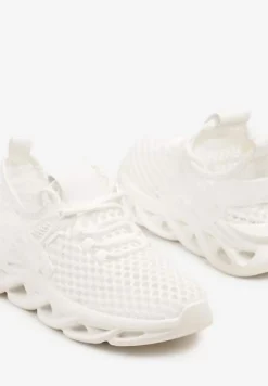 Białe Buty Sportowe Sneakersy na Platformie Ozdobionej Tłoczeniem Teliriella