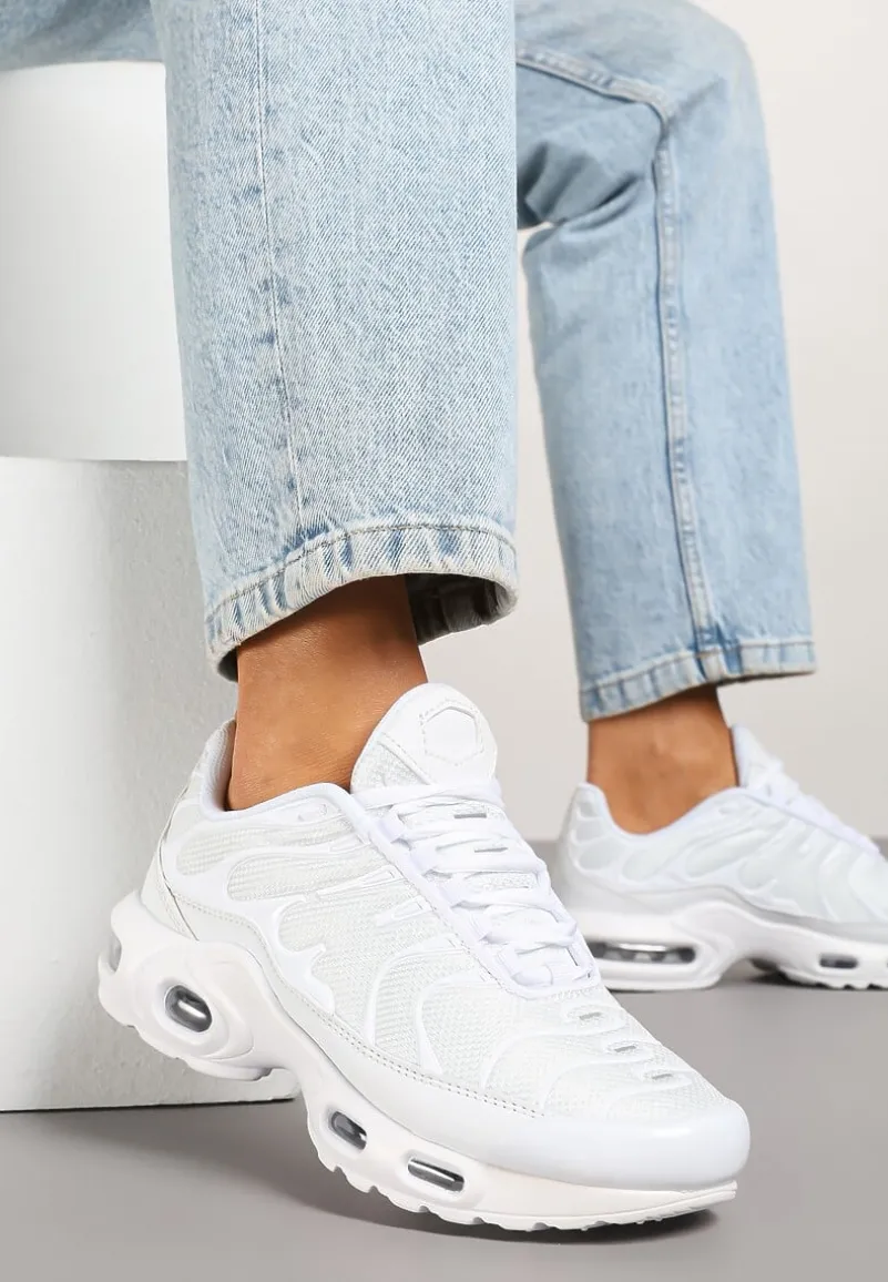 Białe Buty Sportowe Sneakersy z Geometrycznym Tłoczeniem Vulinea