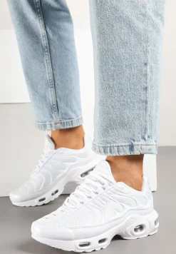 Białe Buty Sportowe Sneakersy z Geometrycznym Tłoczeniem Vulinea