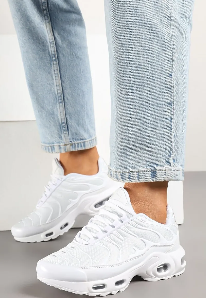 Białe Buty Sportowe Sneakersy z Geometrycznym Tłoczeniem Vulinea