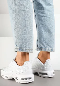 Białe Buty Sportowe Sneakersy z Geometrycznym Tłoczeniem Vulinea