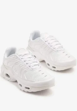 Białe Buty Sportowe Sneakersy z Geometrycznym Tłoczeniem Vulinea