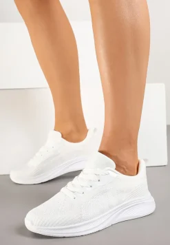 Białe Buty Sportowe Sneakersy z Tłoczonym Wzorem Amosira