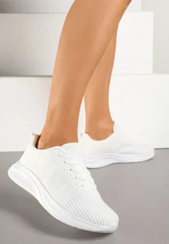 Białe Buty Sportowe Sneakersy z Tłoczonym Wzorem Amosira