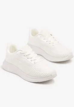 Białe Buty Sportowe Sneakersy z Tłoczonym Wzorem Amosira