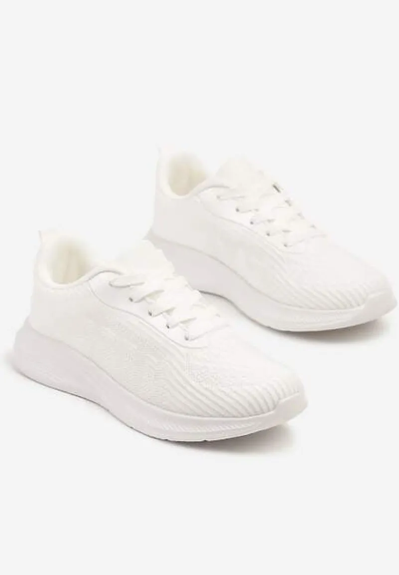 Białe Buty Sportowe Sneakersy z Tłoczonym Wzorem Amosira