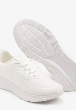 Białe Buty Sportowe Sneakersy z Tłoczonym Wzorem Amosira