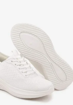 Białe Buty Sportowe Sneakersy z Siateczki na Podeszwie z Tłoczeniami Kortebia