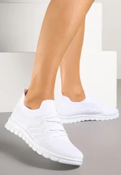 Białe Buty Sportowe Sneakersy z Elastyczną Cholewką Turezia