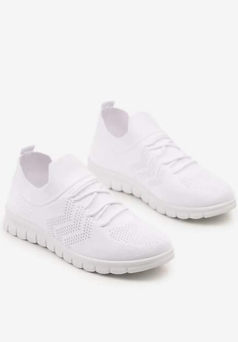 Białe Buty Sportowe Sneakersy z Elastyczną Cholewką Turezia