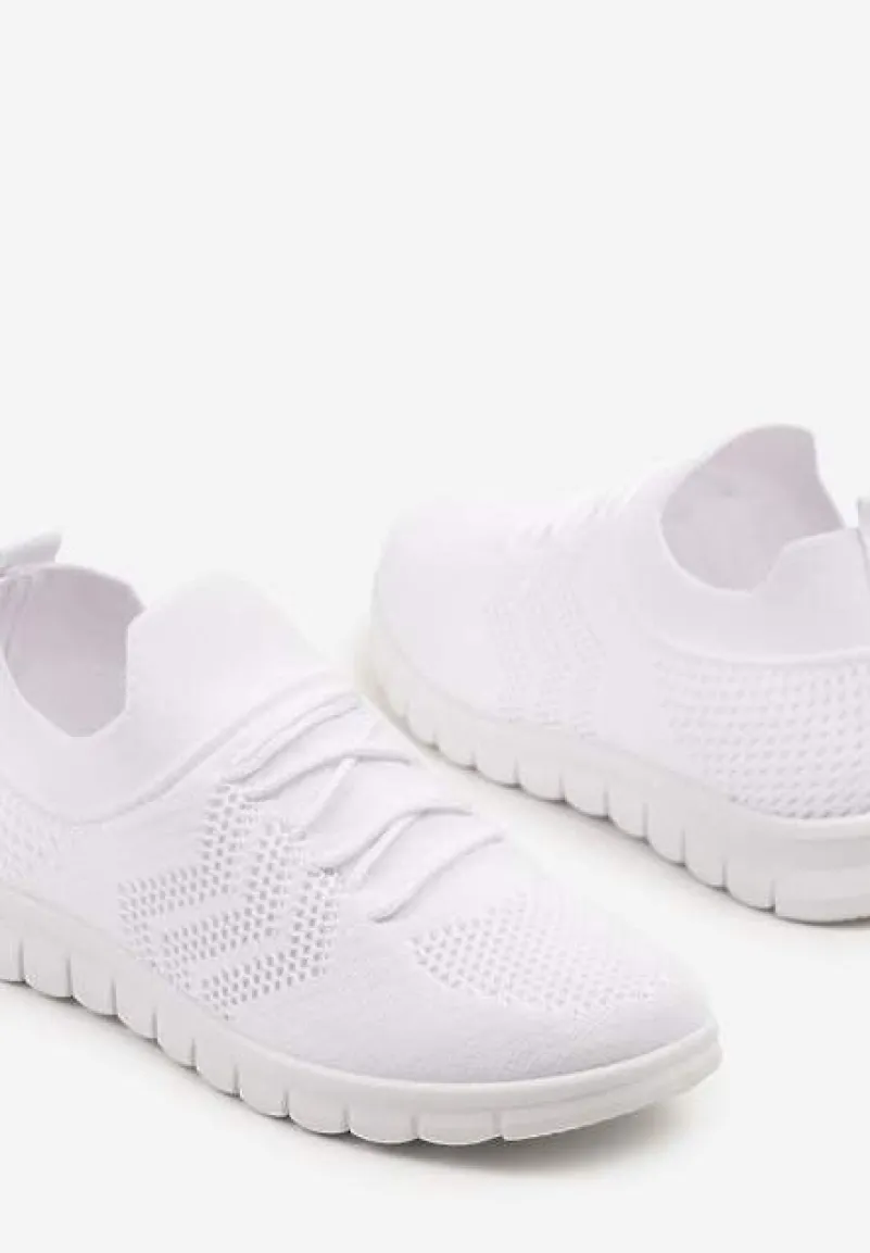 Białe Buty Sportowe Sneakersy z Elastyczną Cholewką Turezia