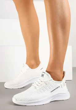 Białe Buty Sportowe Sneakersy Ozdobione Tłoczeniem i Napisami Odalene