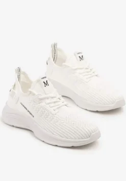 Białe Buty Sportowe Sneakersy Siateczkowe na Tłoczonej Platformie Lurilia