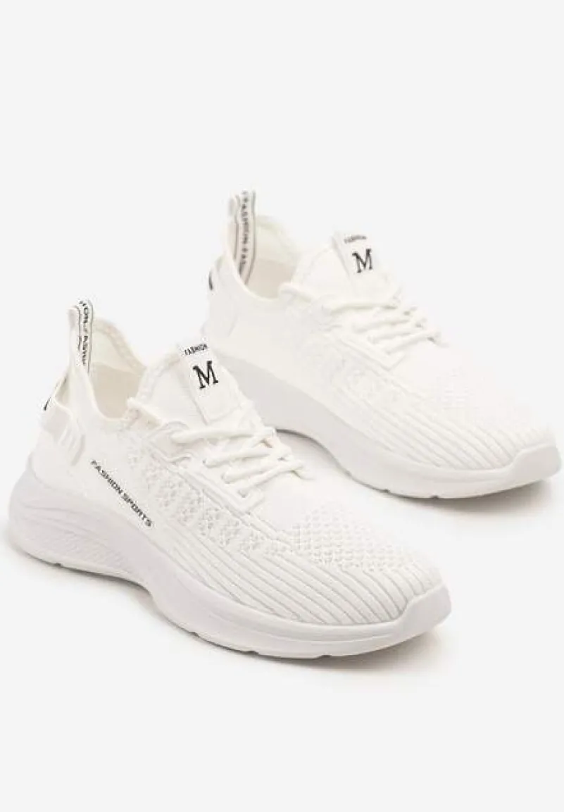 Białe Buty Sportowe Sneakersy Siateczkowe na Tłoczonej Platformie Lurilia