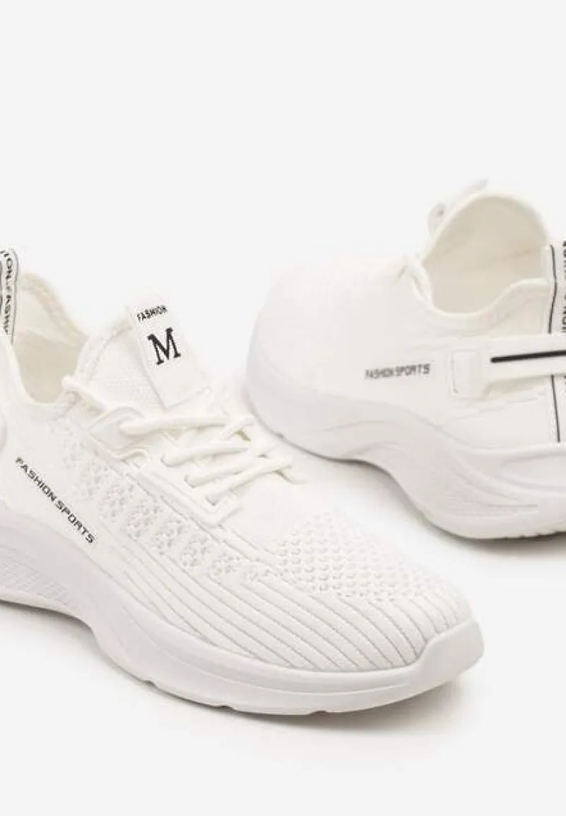 Białe Buty Sportowe Sneakersy Siateczkowe na Tłoczonej Platformie Lurilia