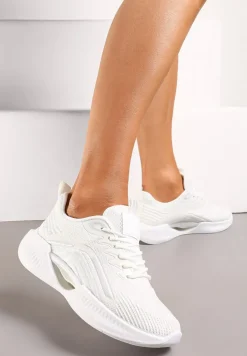 Białe Buty Sportowe z Siateczki z Ozdobną Wstawką na Podeszwie Yllaria