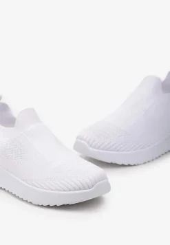 Białe Buty Sportowe z Wsuwaną Skarpetkową Cholewką do Kostki Elairi