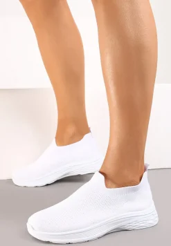 Białe Buty Sportowe ze Skarpetkową Cholewką do Kostki Railette