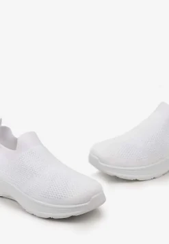 Białe Buty Sportowe ze Skarpetkową Cholewką do Kostki Railette