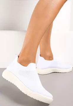 Białe Buty Sportowe ze Skarpetkową Cholewką i Ściągaczem Arnalli