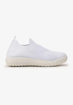 Białe Buty Sportowe ze Skarpetkową Cholewką i Ściągaczem Arnalli