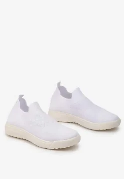 Białe Buty Sportowe ze Skarpetkową Cholewką i Ściągaczem Arnalli