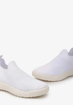 Białe Buty Sportowe ze Skarpetkową Cholewką i Ściągaczem Arnalli