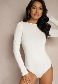 Białe Casualowe Body Zapinane na Zatrzaski Feriora