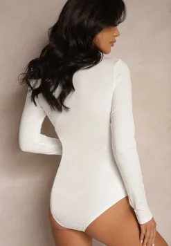 Białe Casualowe Body Zapinane na Zatrzaski Feriora