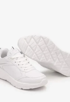 Białe Casualowe Buty Sportowe Sneakersy na Płaskiej Tłoczonej Podeszwie Velanitta