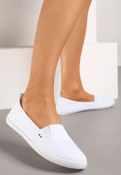 Białe Casualowe Płaskie Tenisówki z Elastycznymi Wstawkami Mennassa