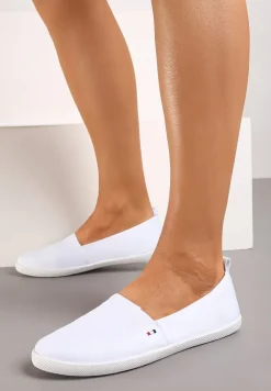 Białe Casualowe Płaskie Tenisówki z Elastycznymi Wstawkami Mennassa