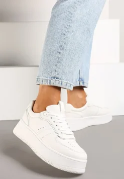 Białe Casualowe Sneakersy Vices na Niskiej Platformie Torila