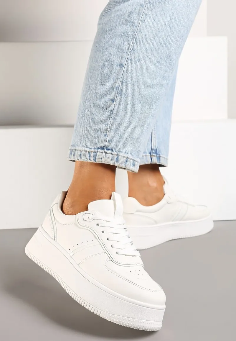 Białe Casualowe Sneakersy Vices na Niskiej Platformie Torila