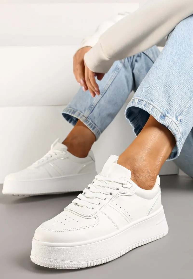 Białe Casualowe Sneakersy Vices na Niskiej Platformie Torila