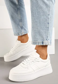 Białe Casualowe Sneakersy Vices na Niskiej Platformie Torila